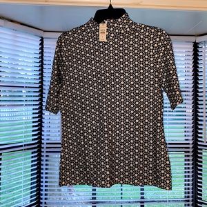 Talbots black and white shirt with zipper